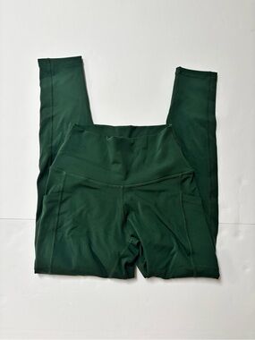 High-Rise Deep Green Leggings with Side Pockets